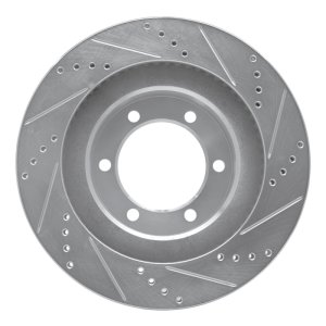 Lexus GX470 Brake Rotor (1) - Front Left - R1 Concepts - Drilled & Slotted - Silver - `03-`09